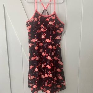 Children’s Place Cold Shoulder Fit/Flare Black/Coral Dress size 10/12
